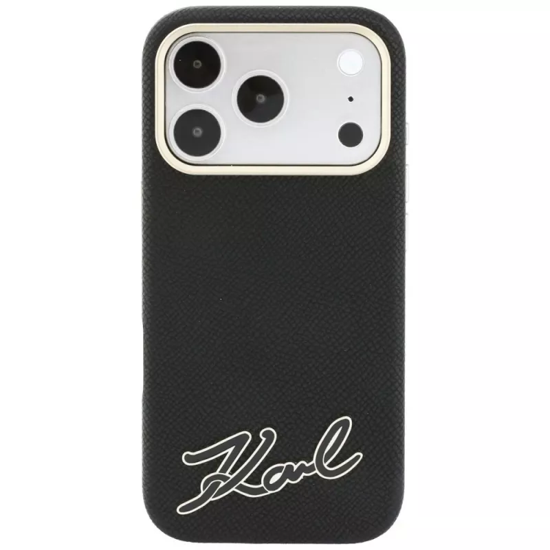 Karl Lagerfeld Grained with Resin Signature Logo MagSafe θήκη για iPhone 18 Pro Max / 17 Pro Max, μαύρη