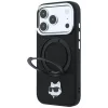 Karl Lagerfeld with Ring Stand 360 Choupette Head Pin MagSafe θήκη για iPhone 18 Pro / 17 Pro, μαύρη