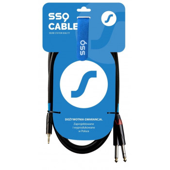 SSQ MIJM3 SS-1815 καλώδιο ήχου, στερεοφωνικό jack 3,5 mm – 2x μονοφωνικό jack 6,3 mm, 3 m, μαύρο
