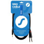 SSQ MIJM3 SS-1815 καλώδιο ήχου, στερεοφωνικό jack 3,5 mm – 2x μονοφωνικό jack 6,3 mm, 3 m, μαύρο