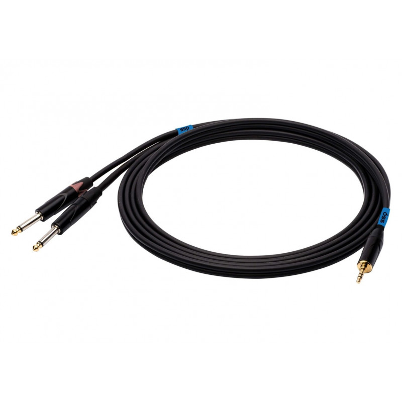 SSQ MIJM3 SS-1815 καλώδιο ήχου, στερεοφωνικό jack 3,5 mm – 2x μονοφωνικό jack 6,3 mm, 3 m, μαύρο