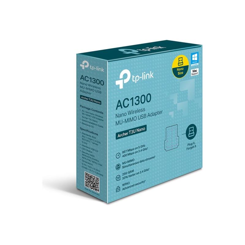 TP-Link Archer T3U Nano V1.4 προσαρμογέας Wi-Fi USB, AC1300