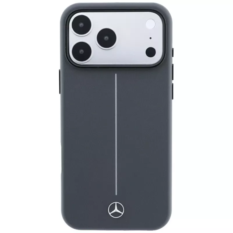 Mercedes Mer008907 Leather Semi Wrap with Iconic Line θήκη MagSafe για iPhone 18 Pro / 17 Pro, ανθρακί