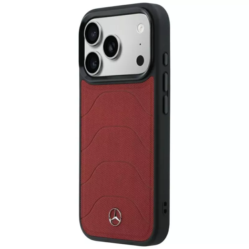 Mercedes Mer008874 Leather Mesh with Bow Line MagSafe θήκη για iPhone 18 Pro Max / 17 Pro Max, μπορντό