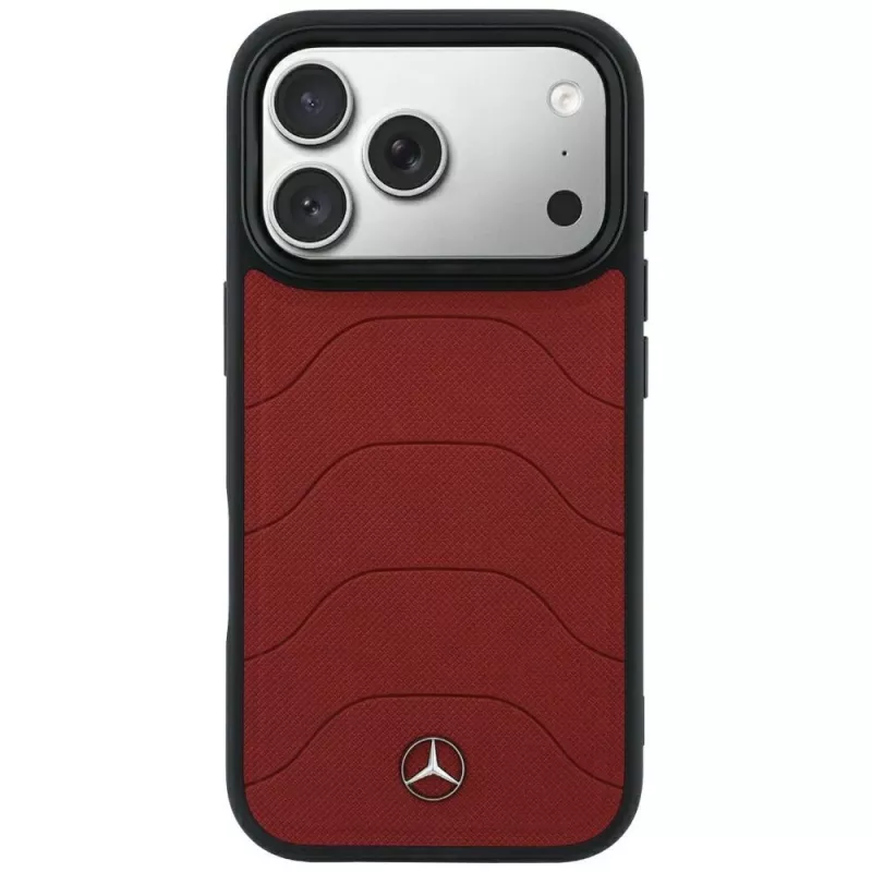 Mercedes Mer008874 Leather Mesh with Bow Line MagSafe θήκη για iPhone 18 Pro Max / 17 Pro Max, μπορντό