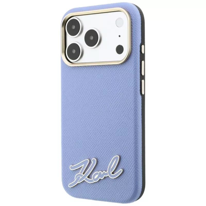 Karl Lagerfeld KF003170 Grained with Resin Signature Logo MagSafe θήκη για iPhone 18 Pro Max / 17 Pro Max, ανοιχτό μπλε