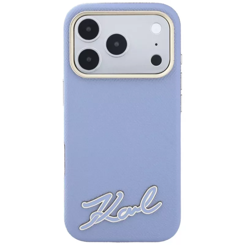 Karl Lagerfeld KF003170 Grained with Resin Signature Logo MagSafe θήκη για iPhone 18 Pro Max / 17 Pro Max, ανοιχτό μπλε