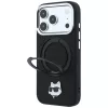 Karl Lagerfeld KF003216 Ring Stand 360 Choupette Head Pin MagSafe θήκη για iPhone 18 Pro Max / 17 Pro Max, μαύρη