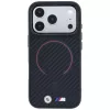 Θήκη BMW M Kevlar Red Print Ring Metal Logo MagSafe για iPhone 18 Pro Max / 17 Pro Max, μαύρη