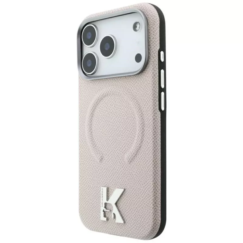 Karl Lagerfeld Grained Embossed Ring & Kameo Logo MagSafe θήκη για iPhone 18 Pro Max / 17 Pro Max, μπεζ