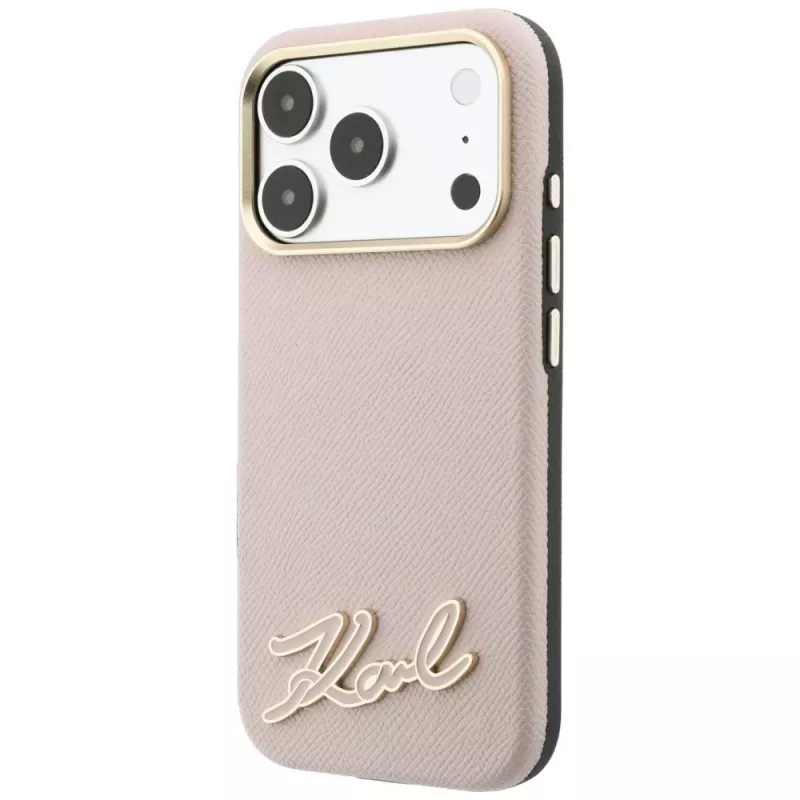 Karl Lagerfeld Grained with Resin Signature Logo θήκη με MagSafe για iPhone 18 Pro Max / 17 Pro Max, ροζ