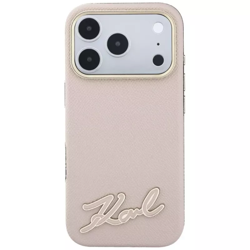 Karl Lagerfeld Grained with Resin Signature Logo θήκη με MagSafe για iPhone 18 Pro Max / 17 Pro Max, ροζ