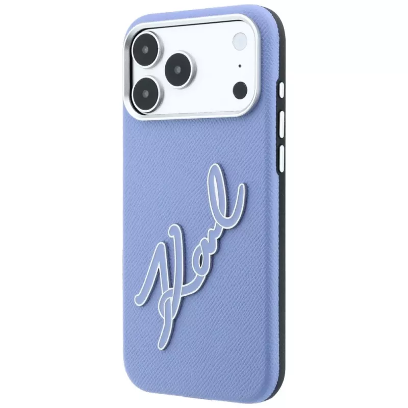 Karl Lagerfeld Smooth Big Resin Signature Logo θήκη για iPhone 18 Pro / 17 Pro, μπλε