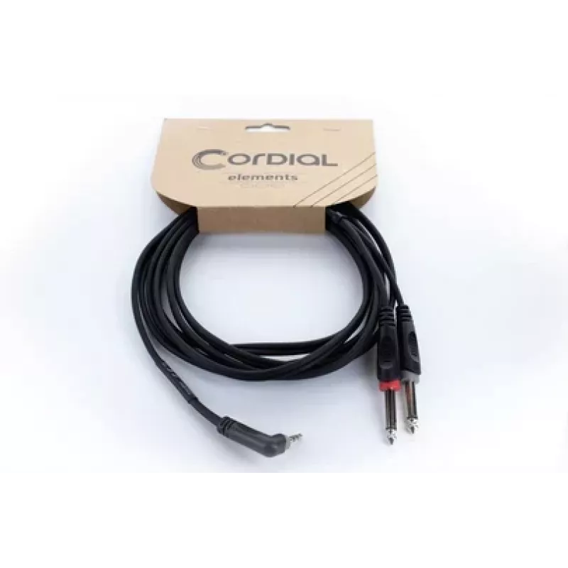 Cordial 14868 αντάπτορας ήχου Y, 1x βύσμα jack 3,5 mm - 2x βύσμα jack 6,3 mm (mono), 3 m, μαύρο