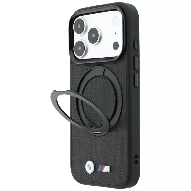 BMW BMW001325 θήκη για iPhone 18 Pro Max / 17 Pro Max, Kevlar Ring Stand 360, MagSafe, μαύρη