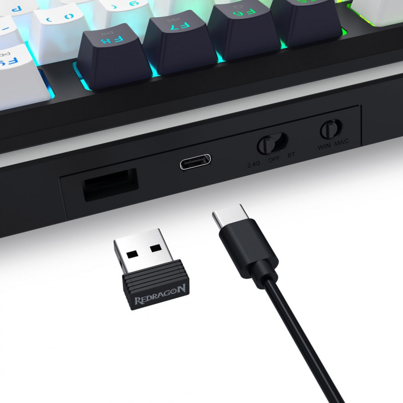 Redragon Wildslash LCD Pro K746WB-RGB-PRO πληκτρολόγιο για παιχνίδια