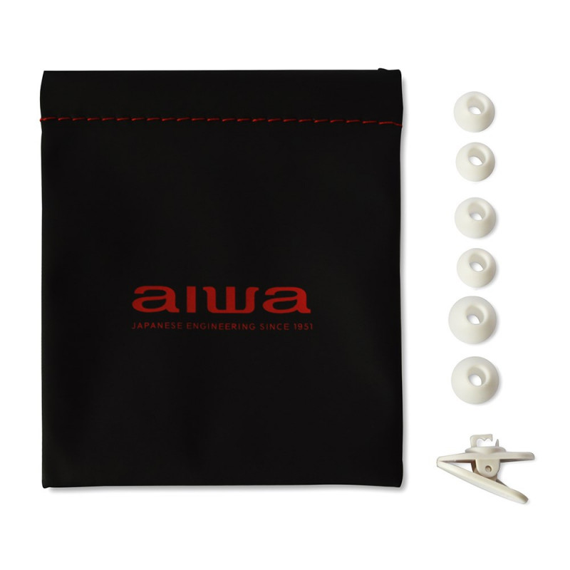 Aiwa ESTM-500W ενσύρματα ακουστικά ψείρες με μικρόφωνο, υποδοχή 3,5 mm, λευκά