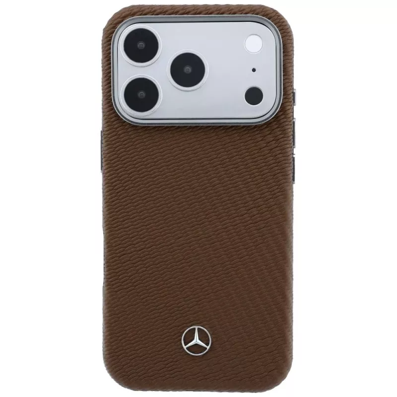 Mercedes Mer008905 θήκη για iPhone 18 Pro / 17 Pro, Leather Semi Wrap Wood Effect, MagSafe, καμηλό
