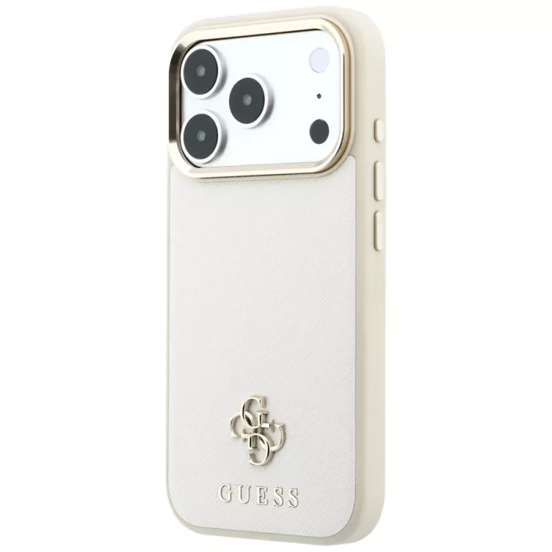 Guess GUE005532 θήκη για iPhone 18 Pro / 17 Pro, Saffiano Small 4G & Classic Logo, MagSafe, μπεζ