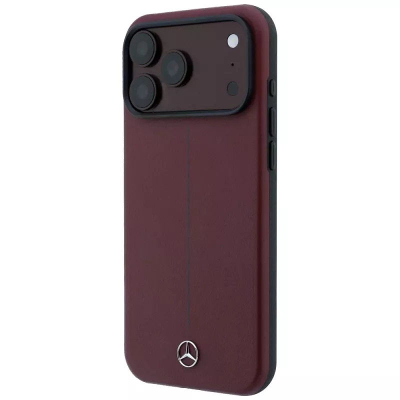 Mercedes Mer008834 Leather Semi Wrap Iconic Line θήκη MagSafe για iPhone 18 Pro / 17 Pro, μπορντό