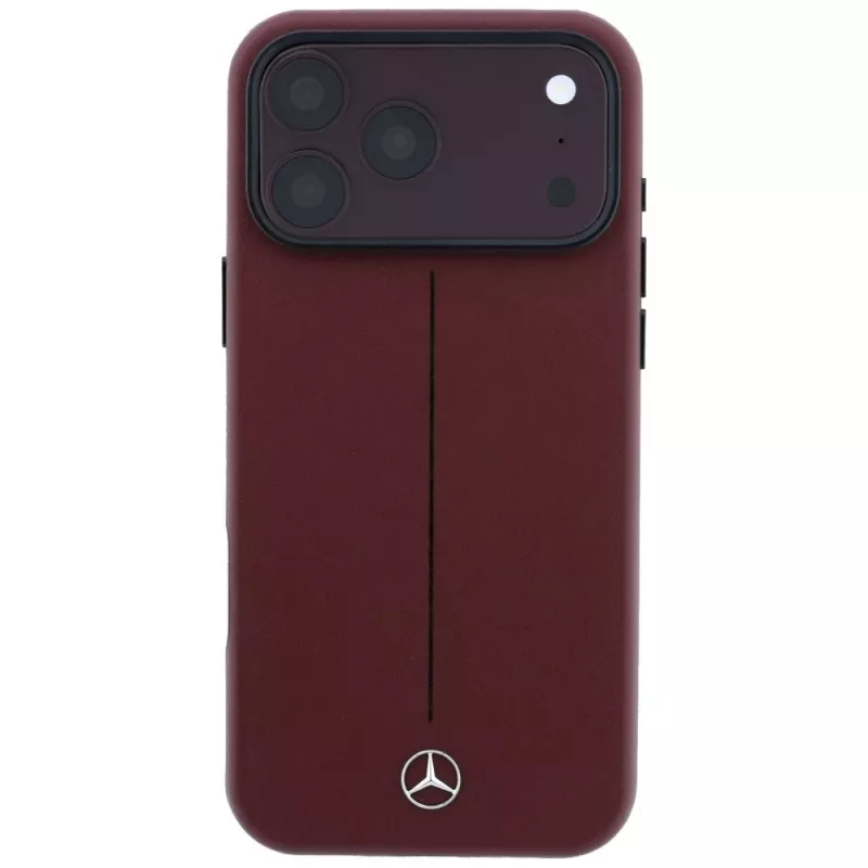 Mercedes Mer008834 Leather Semi Wrap Iconic Line θήκη MagSafe για iPhone 18 Pro / 17 Pro, μπορντό