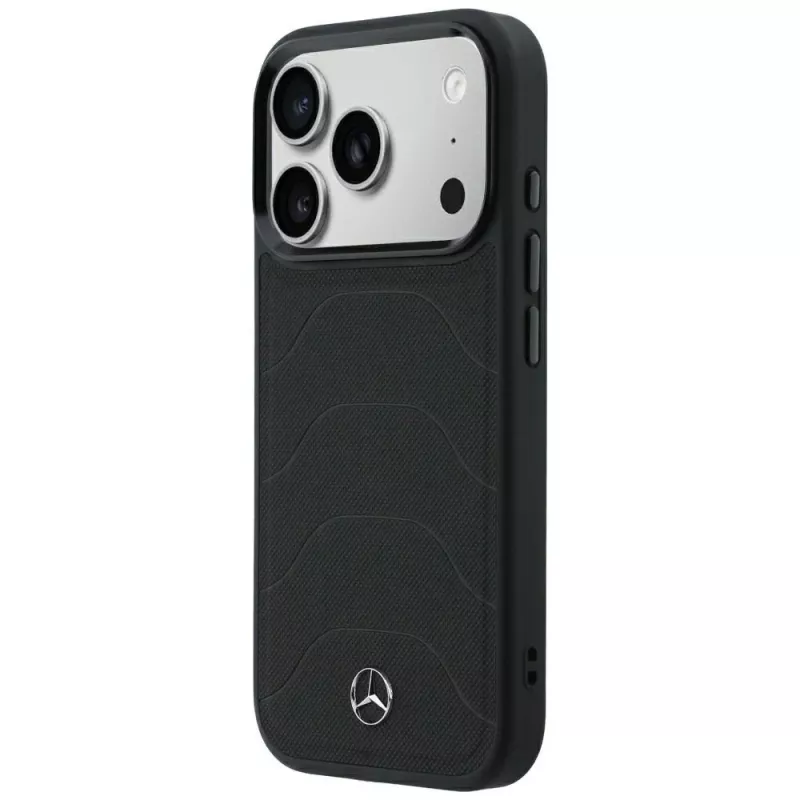 Mercedes Mer008871 Leather Mesh with Bow Line θήκη MagSafe για iPhone 18 Pro / 17 Pro, μαύρη
