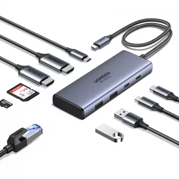 Ugreen CM498 διανομέας USB, 1x USB-C PD, 2x USB-C, 2x USB-A 3.2 Gen2 (45379)