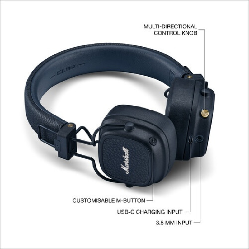Marshall Major V ασύρματα ακουστικά, Bluetooth 5.3, Midnight Blue