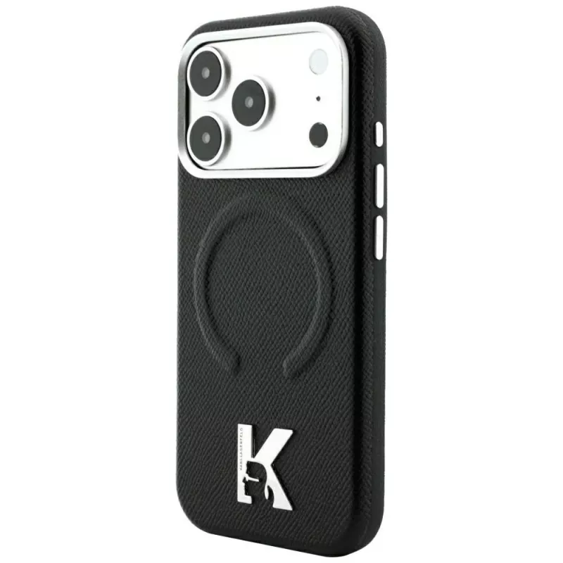 Karl Lagerfeld KF003258 θήκη Grained Embossed Ring & Kameo Logo MagSafe για iPhone 18 Pro Max / 17 Pro Max, μαύρη