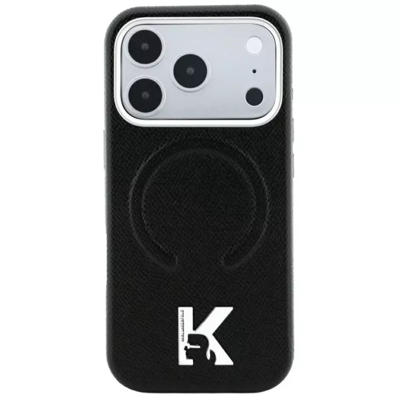 Karl Lagerfeld KF003258 θήκη Grained Embossed Ring & Kameo Logo MagSafe για iPhone 18 Pro Max / 17 Pro Max, μαύρη
