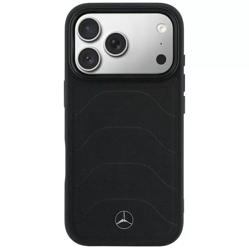 Mercedes Mer008872 θήκη Leather Mesh with Bow Line MagSafe για iPhone 18 Pro Max / 17 Pro Max, μαύρη