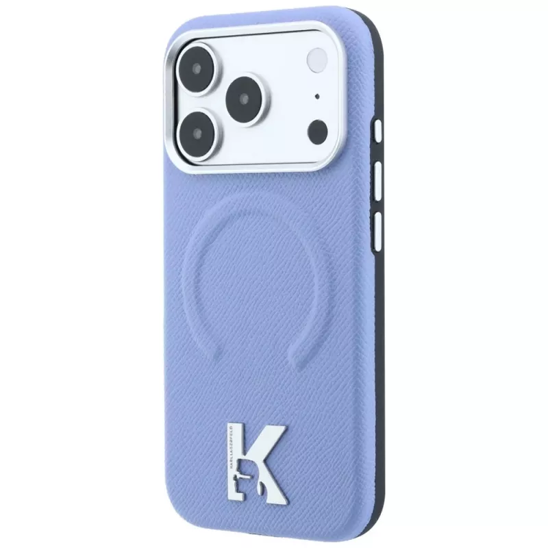 Karl Lagerfeld KF003259 Grained Embossed Ring & Kameo Logo MagSafe θήκη για iPhone 18 Pro / 17 Pro, ανοιχτό μπλε