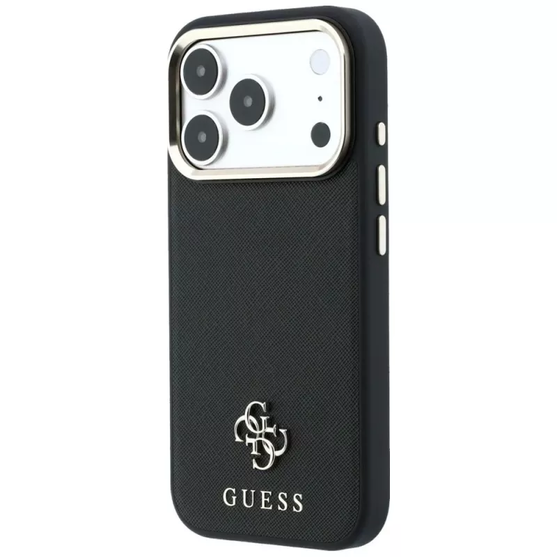 Θήκη Guess Saffiano Small 4G & Classic Logo MagSafe για iPhone 18 Pro / 17 Pro, μαύρη