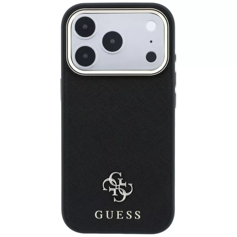 Θήκη Guess Saffiano Small 4G & Classic Logo MagSafe για iPhone 18 Pro / 17 Pro, μαύρη