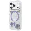 Guess GUE005781 Resin Flowers Glitter MagSafe θήκη για iPhone 18 Pro / 17 Pro, μωβ