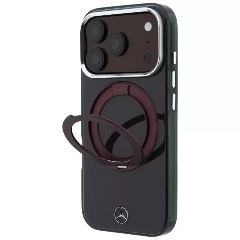 Mercedes Mer008917 Ring Stand Iconic Logo MagSafe θήκη για iPhone 18 Pro / 17 Pro, μπορντό