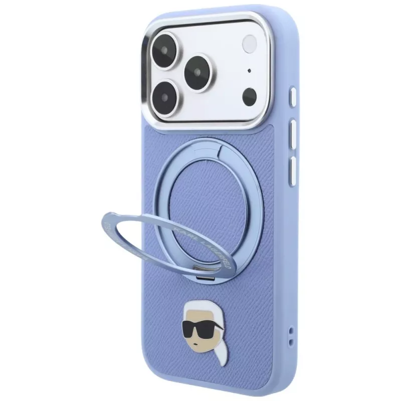 Karl Lagerfeld KF003237 with Ring Stand 360 Karl Head Pin MagSafe θήκη για iPhone 18 Pro / 17 Pro, γαλάζια