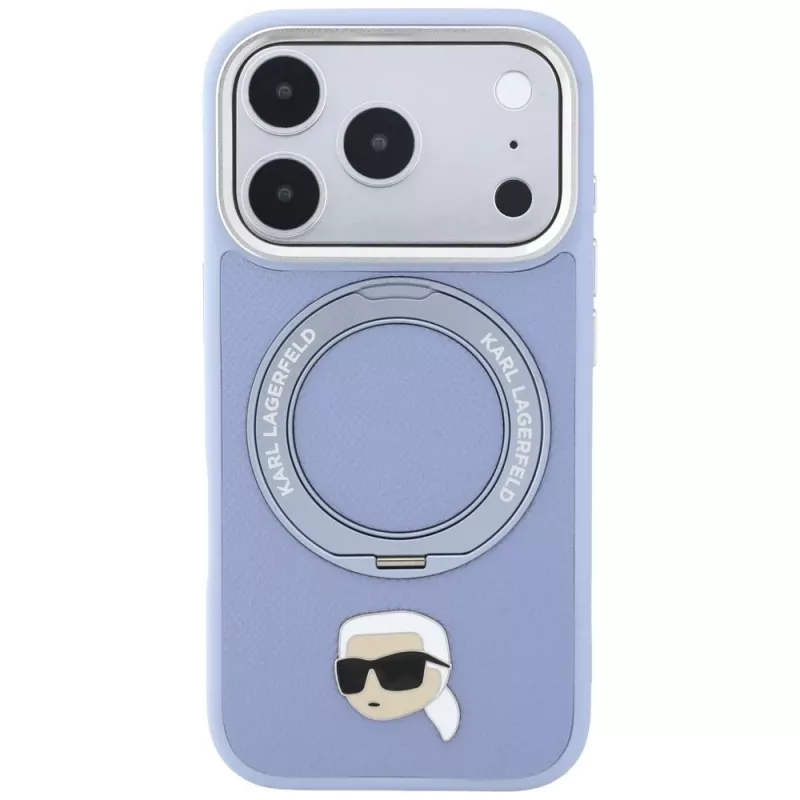 Karl Lagerfeld KF003237 with Ring Stand 360 Karl Head Pin MagSafe θήκη για iPhone 18 Pro / 17 Pro, γαλάζια