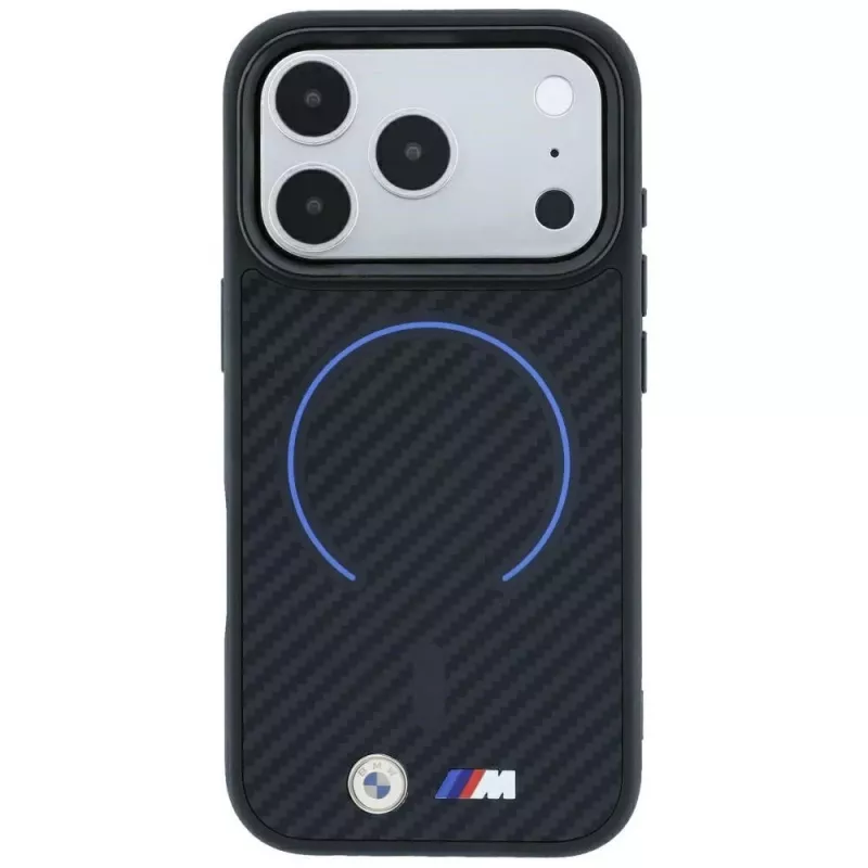 BMW M Kevlar Blue Print Ring MetalLogo MagSafe θήκη για iPhone 18 Pro / 17 Pro, μαύρη