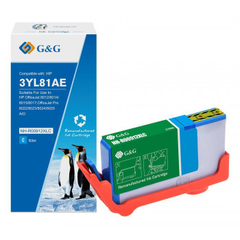 G&G συμβατό δοχείο μελανιού XL για HP 912XL 3YL81AE, κυανό