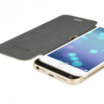 Hoco δερμάτινη θήκη τύπου βιβλίου με power bank 3000 mAh για Apple iPhone 6, χρυσή