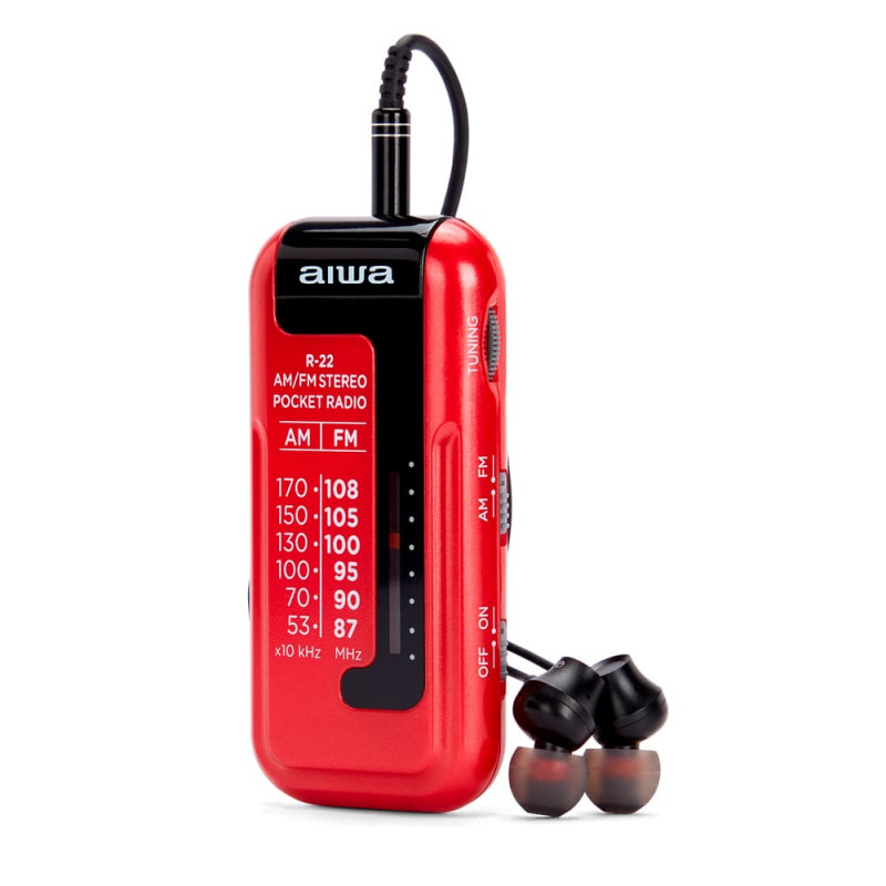 AIWA R-22RD ραδιόφωνο τσέπης με ακουστικά, κόκκινο