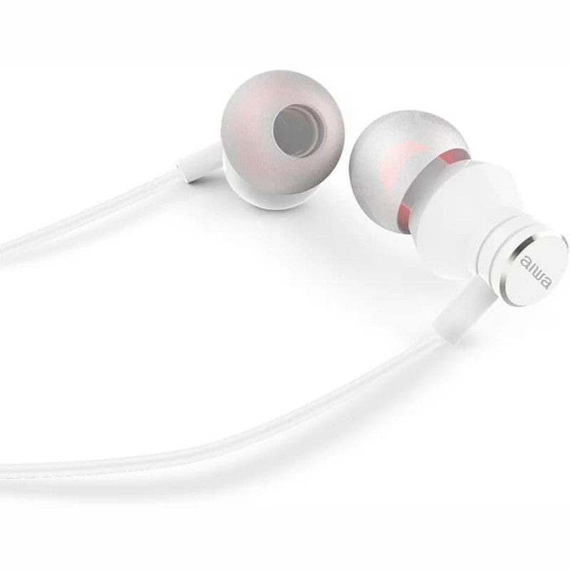 AIWA ESTM-50WT ενδώτια στερεοφωνικά ακουστικά με μικρόφωνο, λευκά