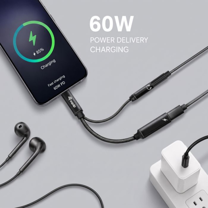 Equip 133470 αντάπτορας USB-C σε 3,5 mm 3 ακίδων με DAC, 0,12 m, μαύρος