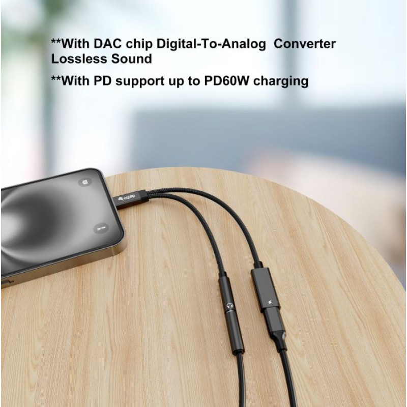 Equip 133470 αντάπτορας USB-C σε 3,5 mm 3 ακίδων με DAC, 0,12 m, μαύρος