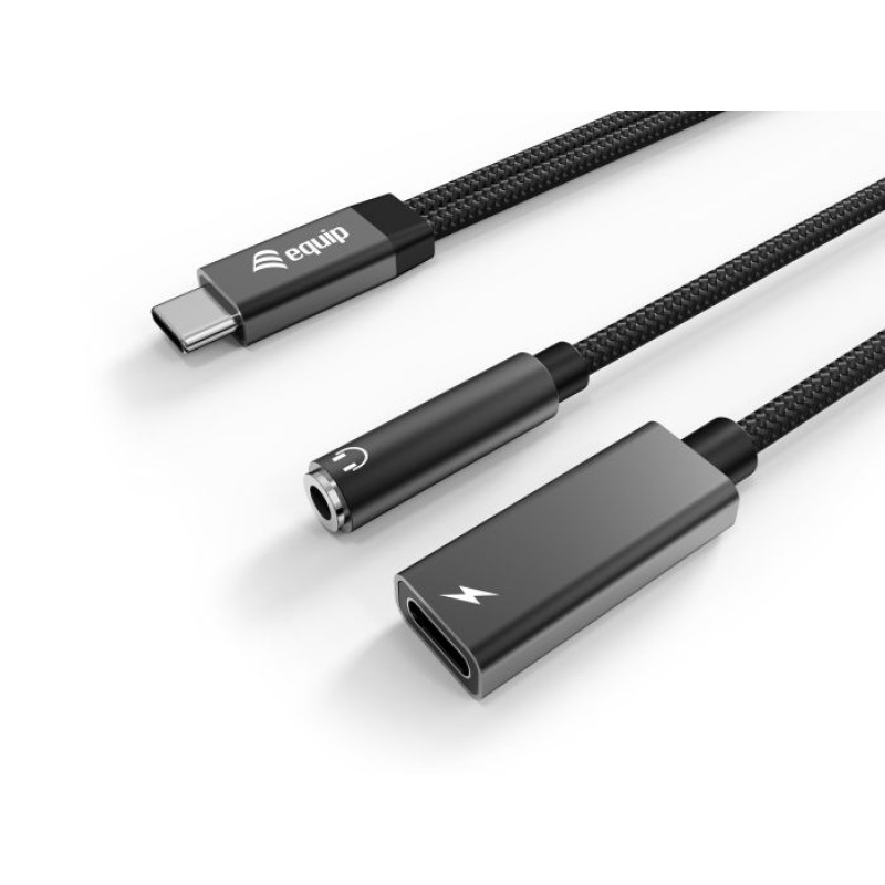 Equip 133470 αντάπτορας USB-C σε 3,5 mm 3 ακίδων με DAC, 0,12 m, μαύρος