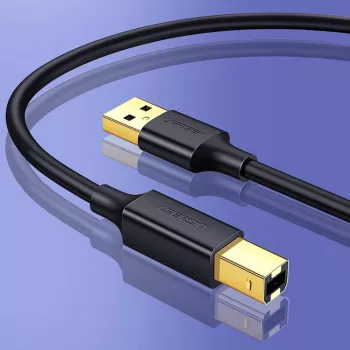Ugreen US135 καλώδιο USB 2.0 A-B για εκτυπωτή, επιχρυσωμένο, 1 m, μαύρο