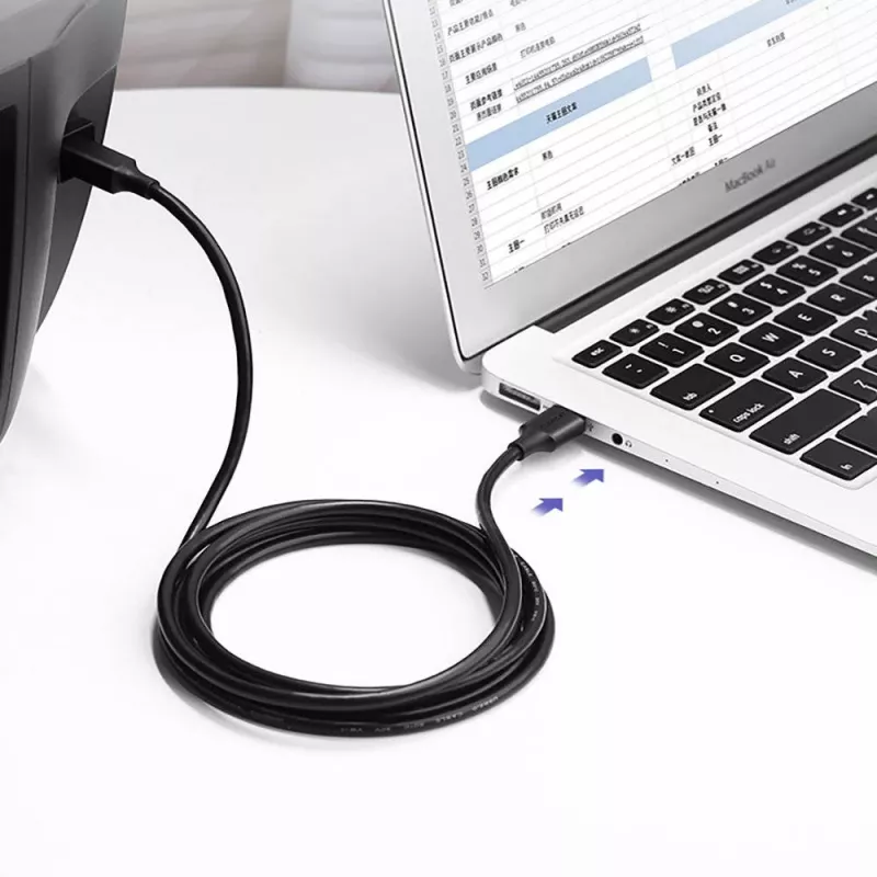 Ugreen US135 καλώδιο USB 2.0 A-B για εκτυπωτή, επιχρυσωμένο, 1 m, μαύρο