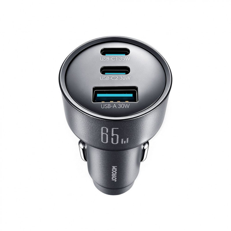 Joyroom JR-CCN19 φορτιστής αυτοκινήτου, 65 W, 2x USB-C + USB-A, σκούρο γκρι