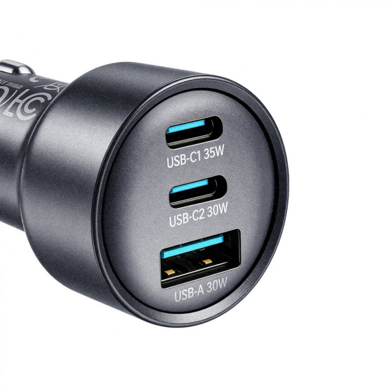 Joyroom JR-CCN19 φορτιστής αυτοκινήτου, 65 W, 2x USB-C + USB-A, σκούρο γκρι